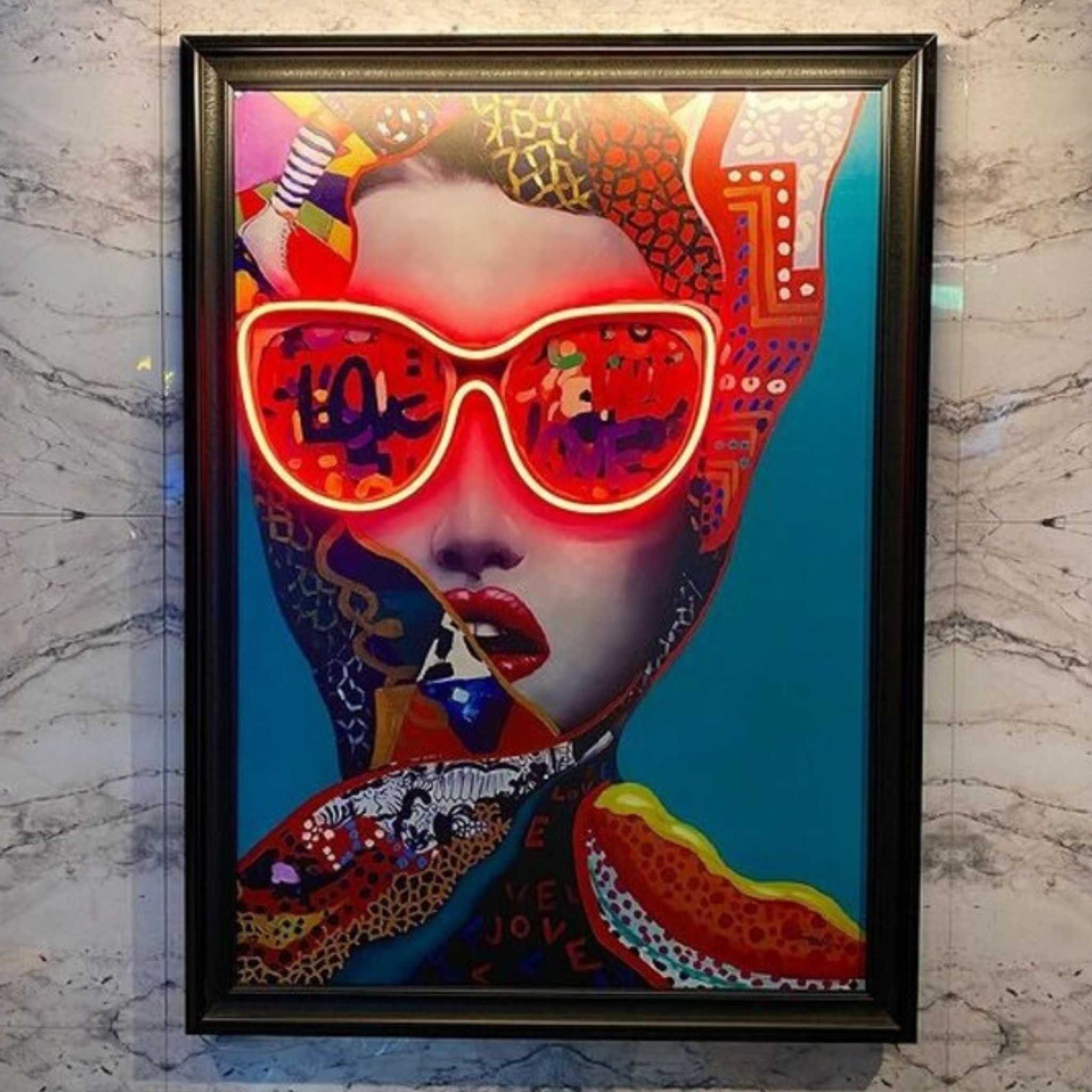 Vibrant Glamour: Neon Sign Wall Art - Pop Art Woman