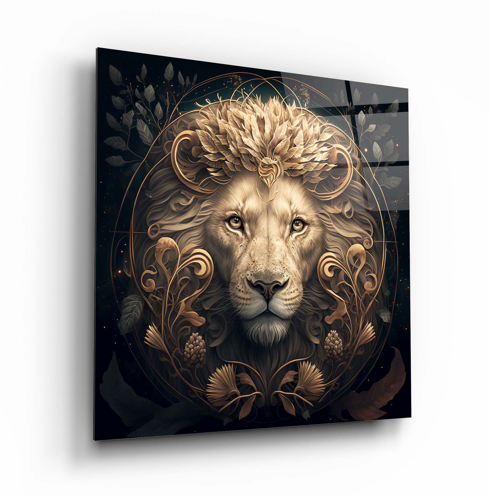 Lion glass wall art