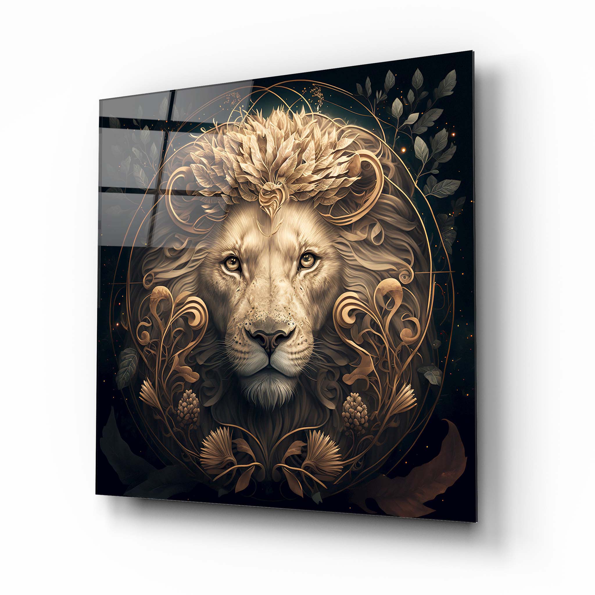 Lion glass painting
