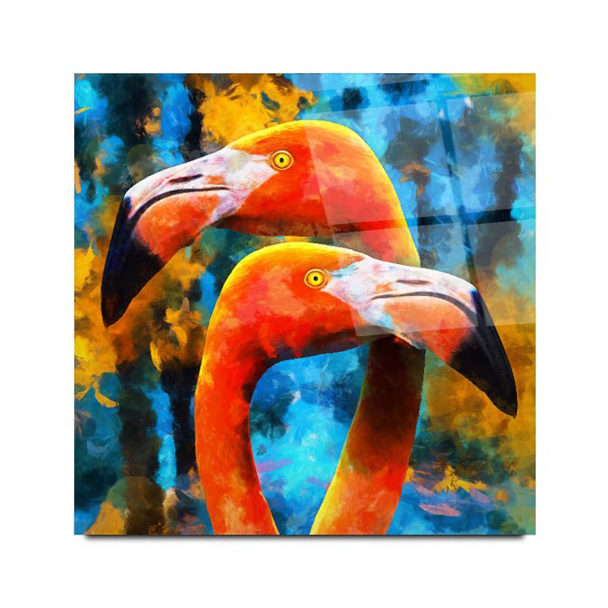 Flamingos Glass Wall Art