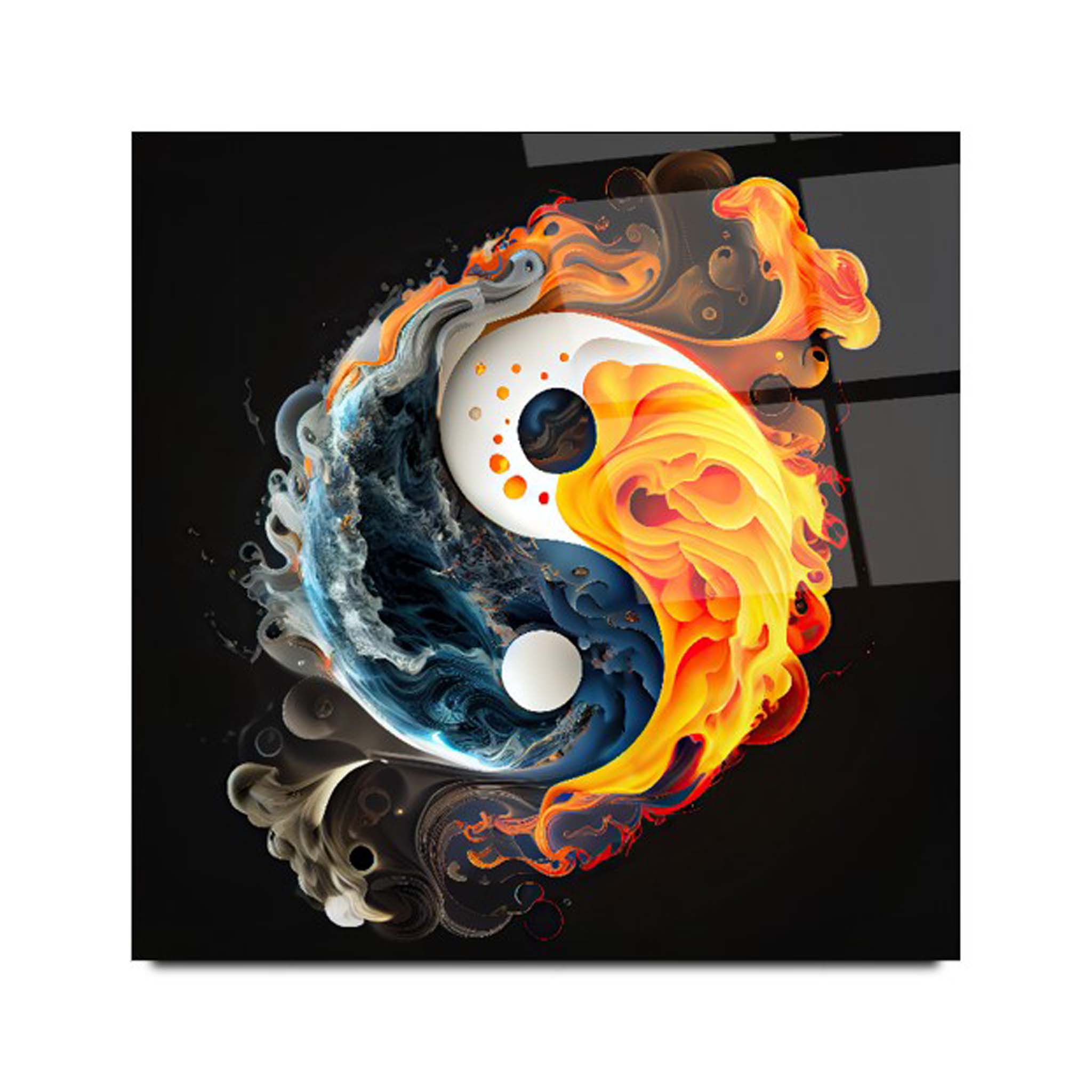 Ying Yang Glass Wall Art 2
