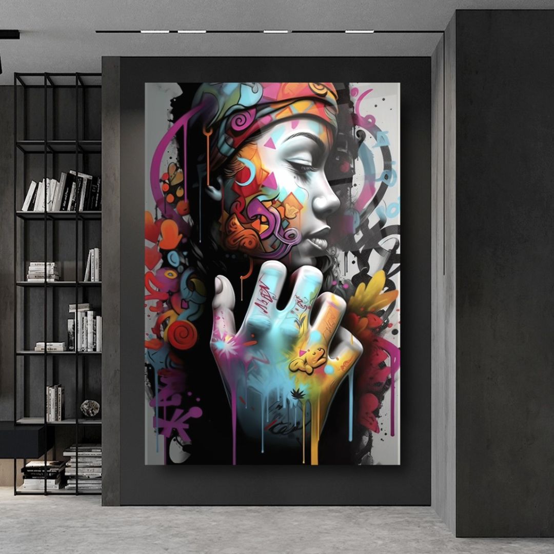 Vibrant Reflections: Graffiti Soul Glass Wall Art