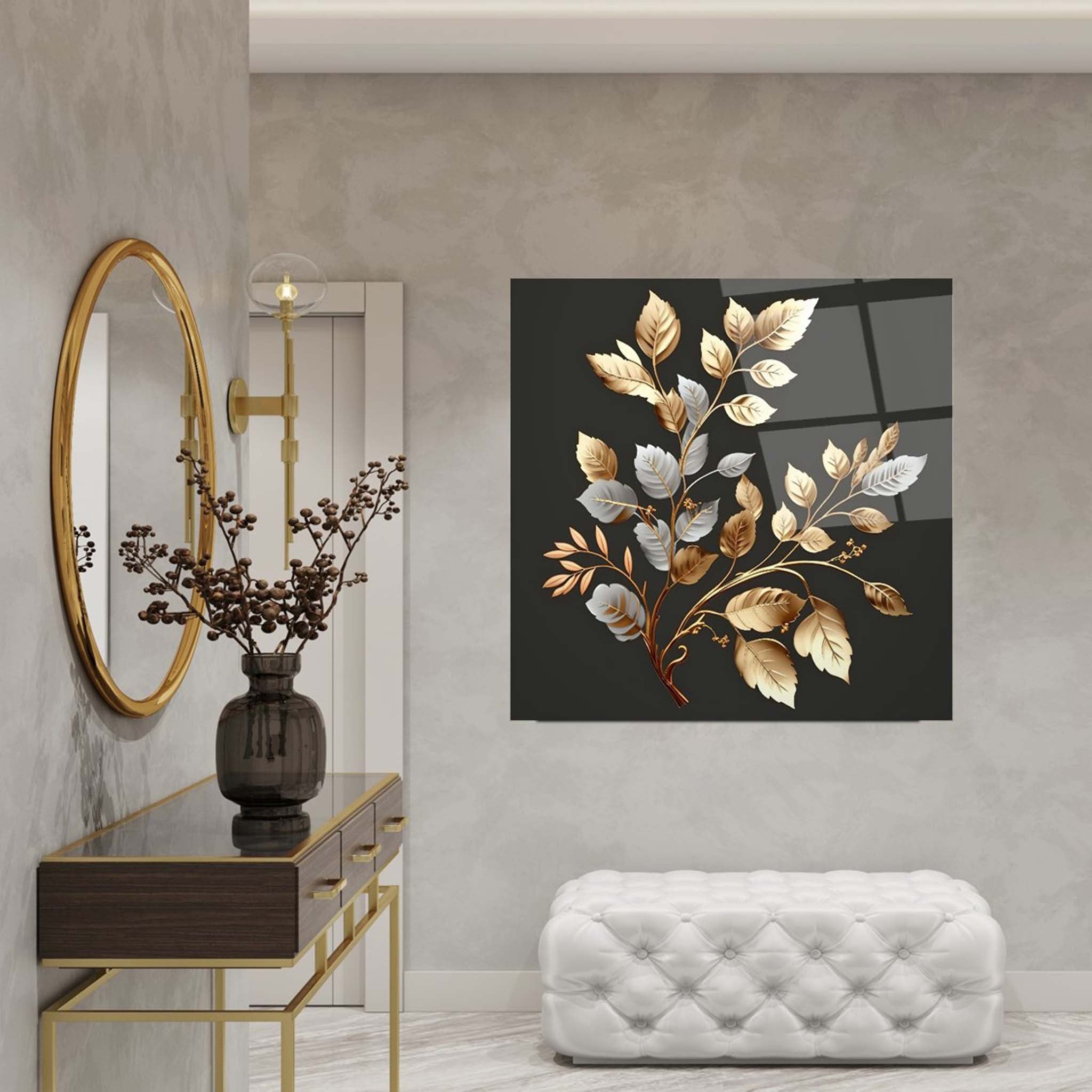 Leaf Glass Wall Art