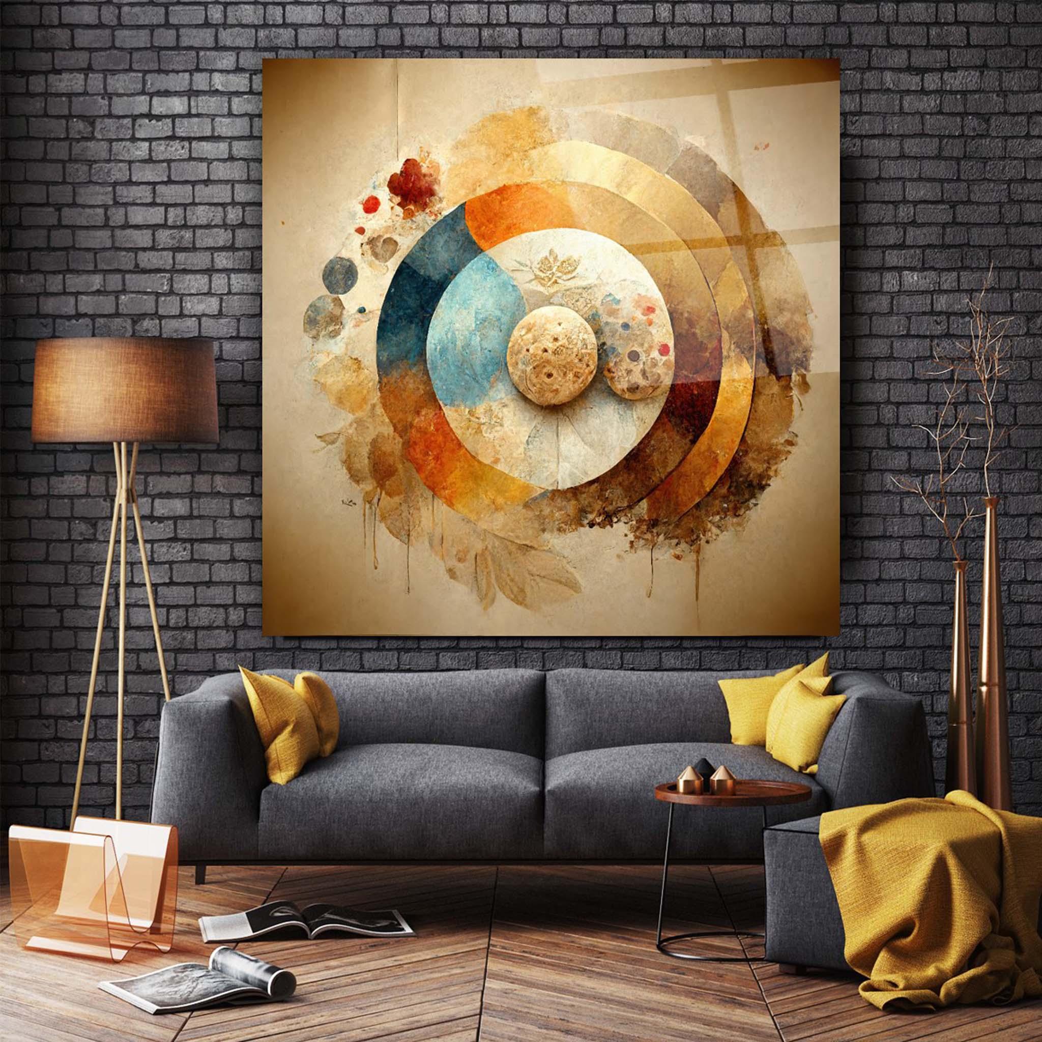 Abstract Round Glass Wall Art - Artchi