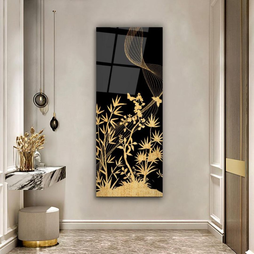 Golden Harvest Whispers Glass Wall Art