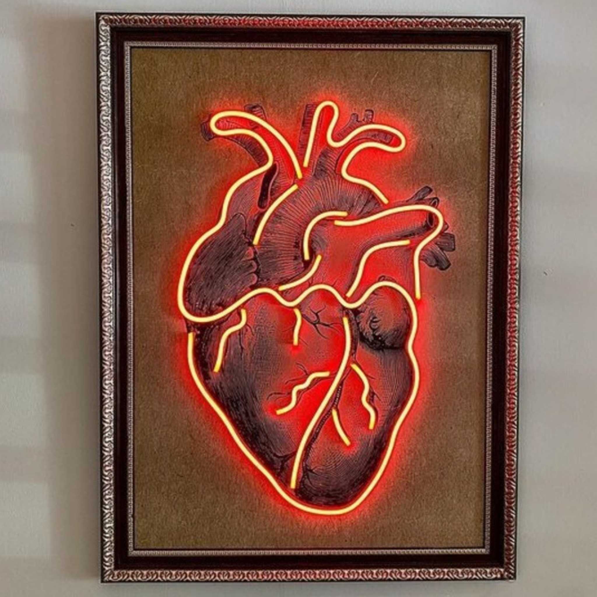 Radiant Love: Neon Heart Sign Wall Art