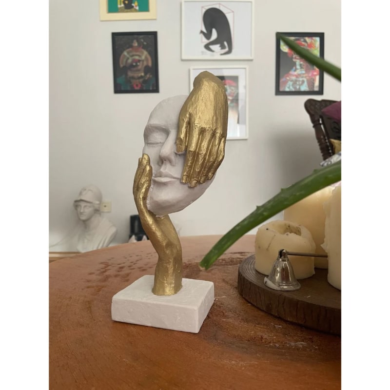 Golden Hand Mask Sculpture