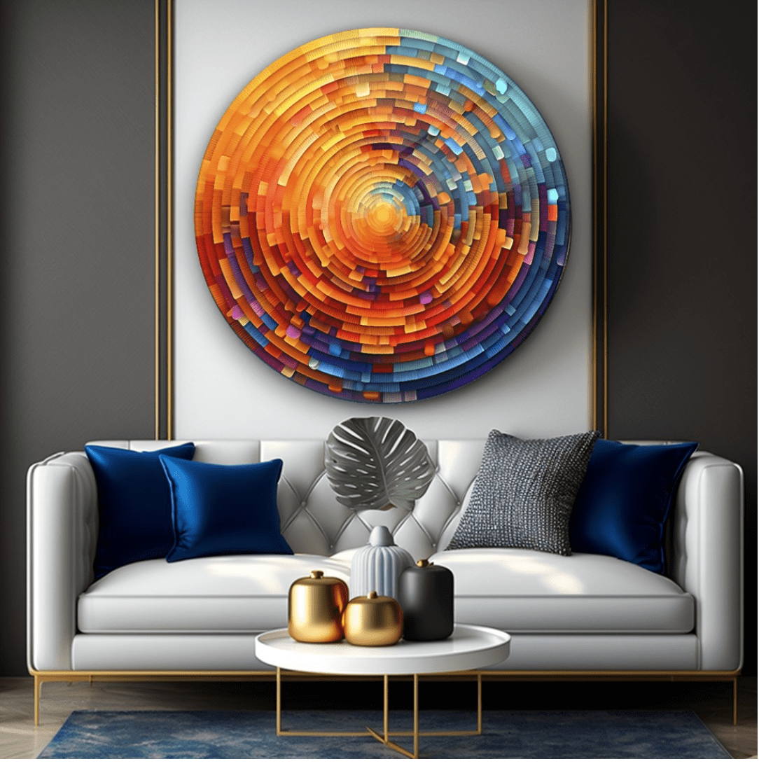 Colourful Infinity Rounded Glass Wall Art