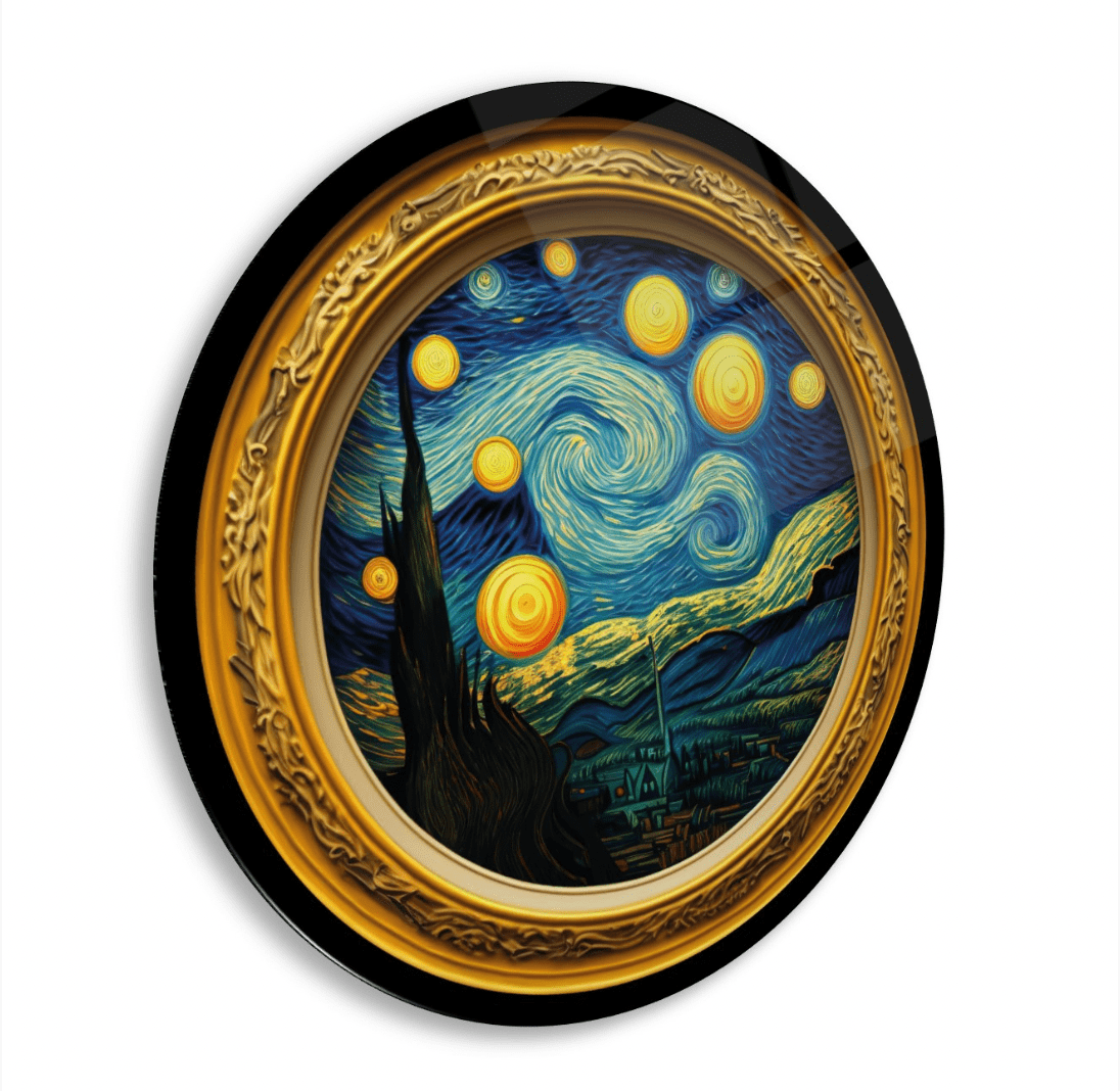 Van Gogh Starry Night Rounded Glass Wall Art