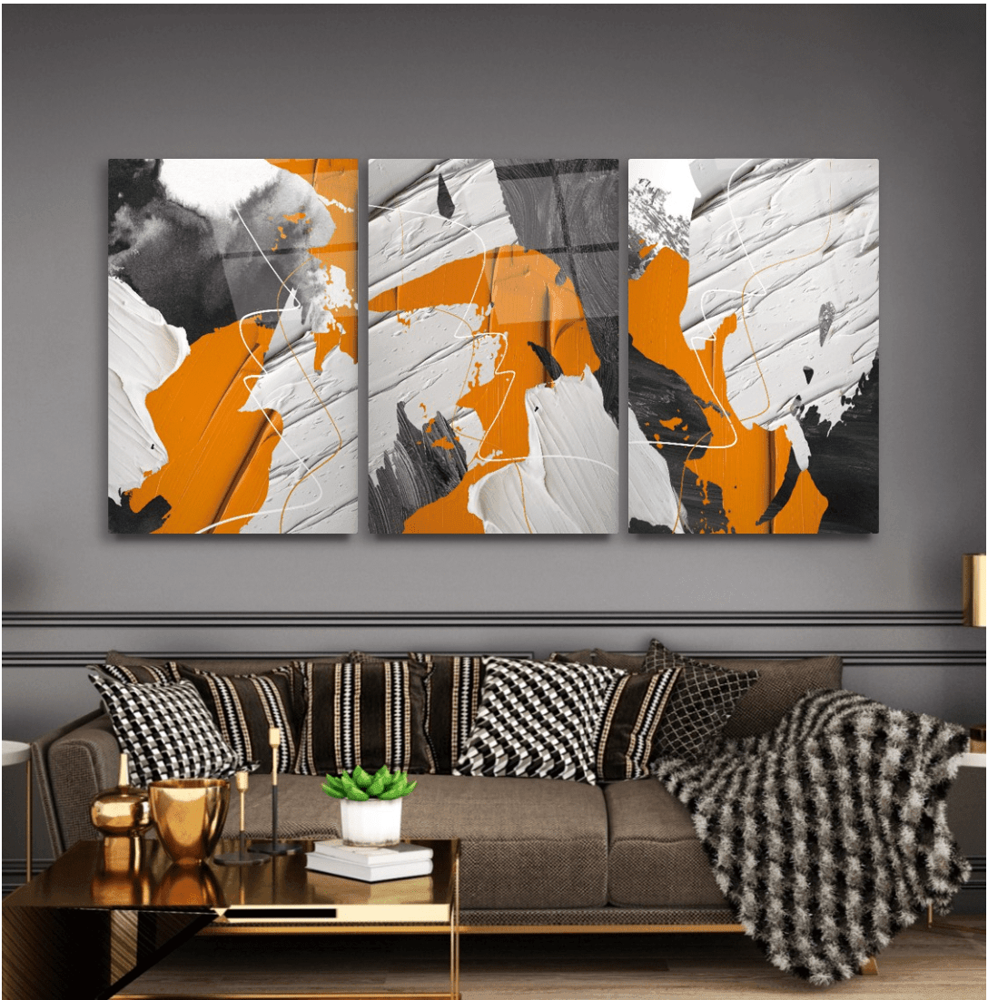 Abstract Design Glass Wall Art & Set of 3 - Artchi