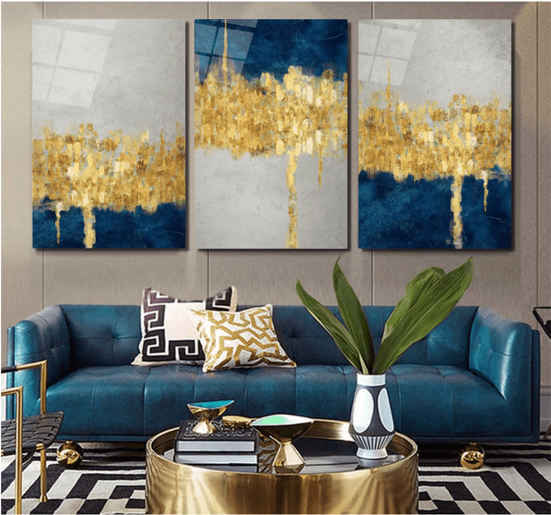 Abstract Wall Decor Glass Wall Art & Set of 3 - Artchi