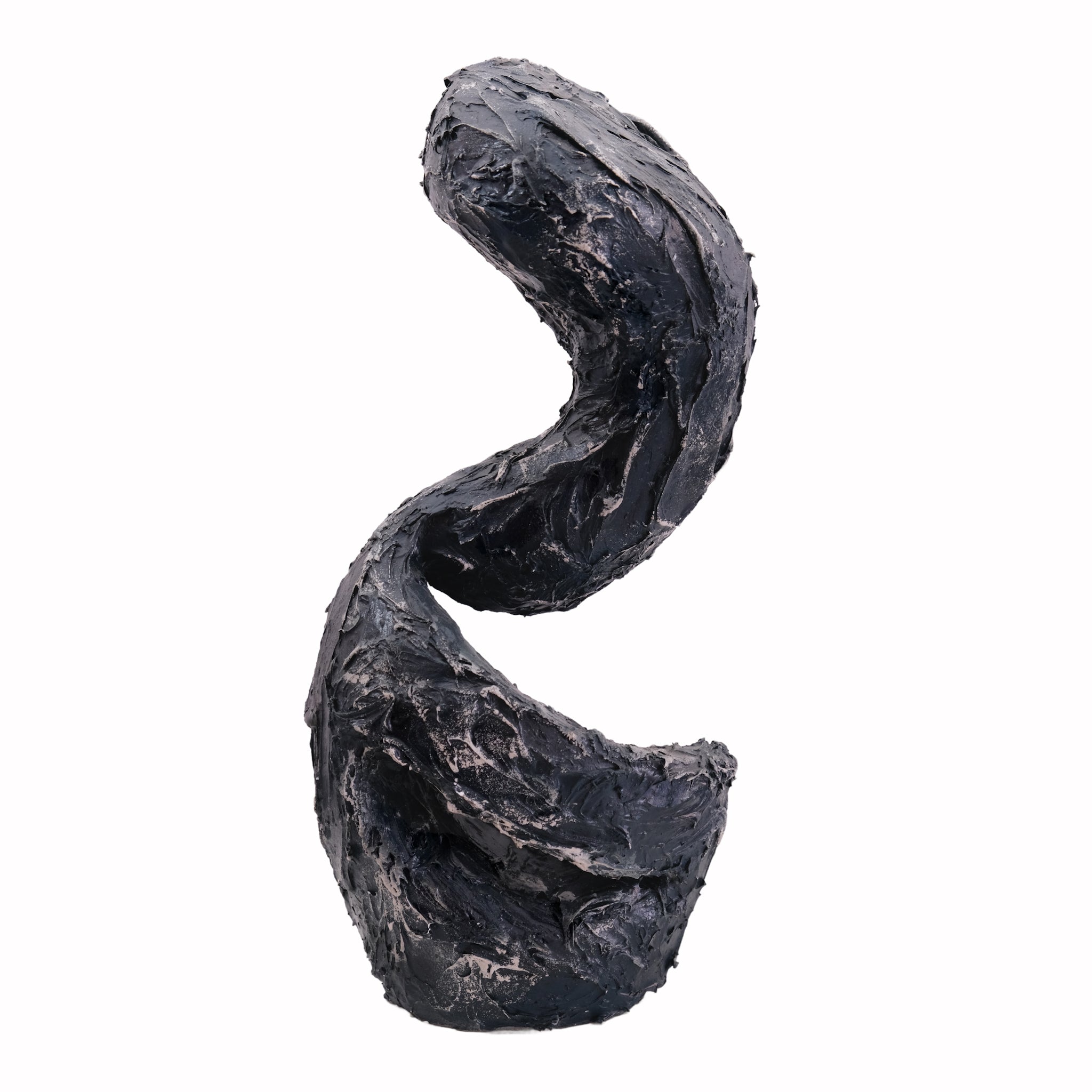 Textured Black Spiral Sculpture