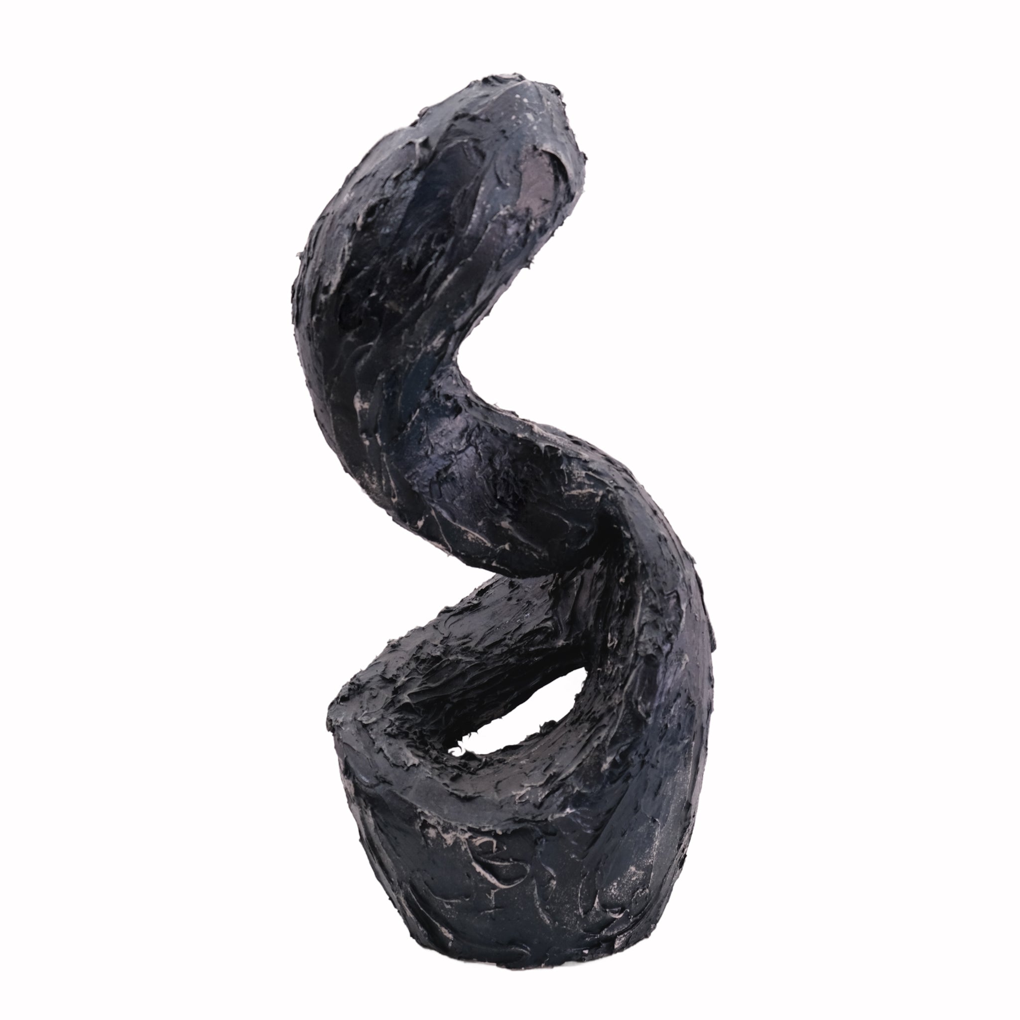 Textured Black Spiral Sculpture