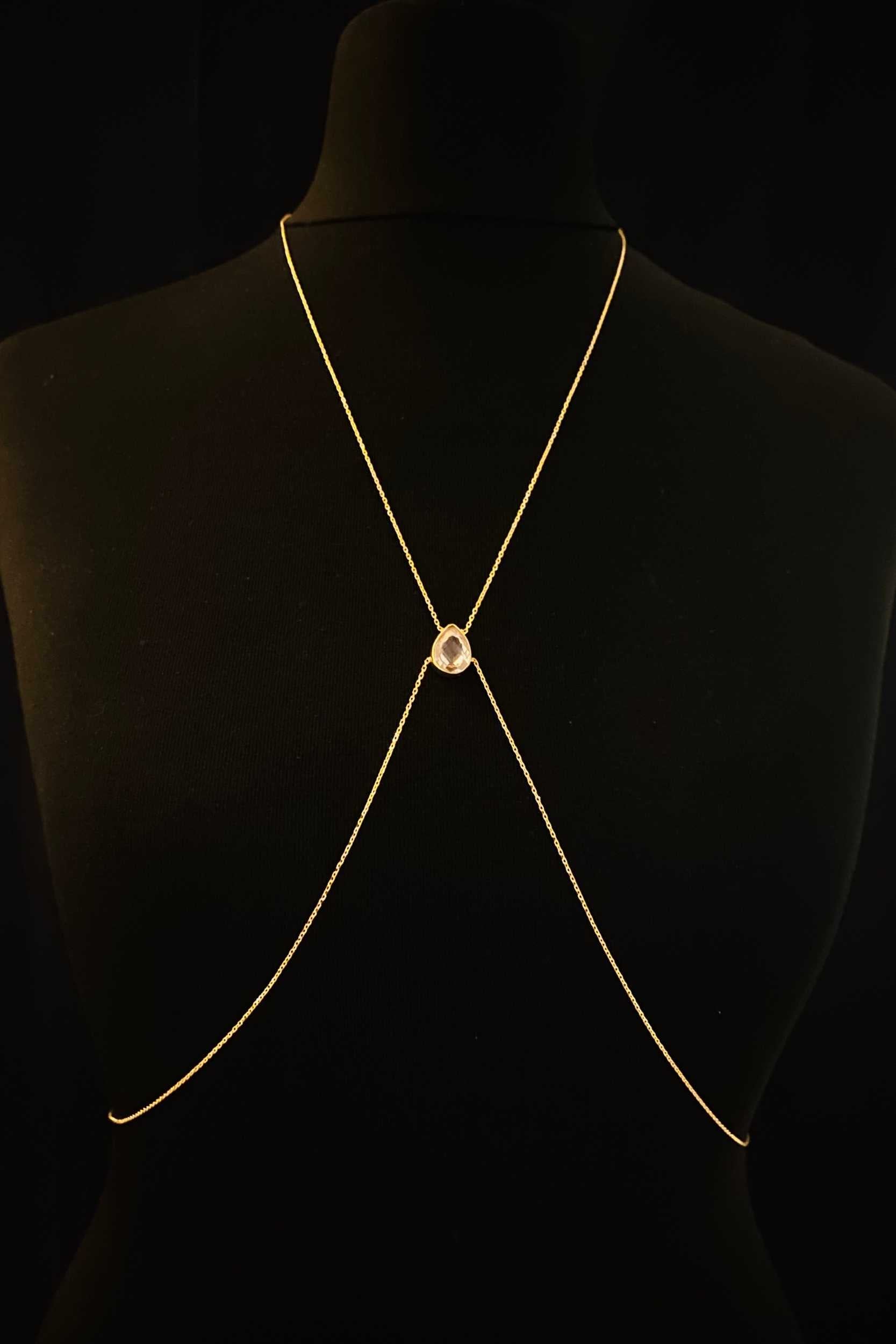 Single Faceted Clear Quartz Body Chain