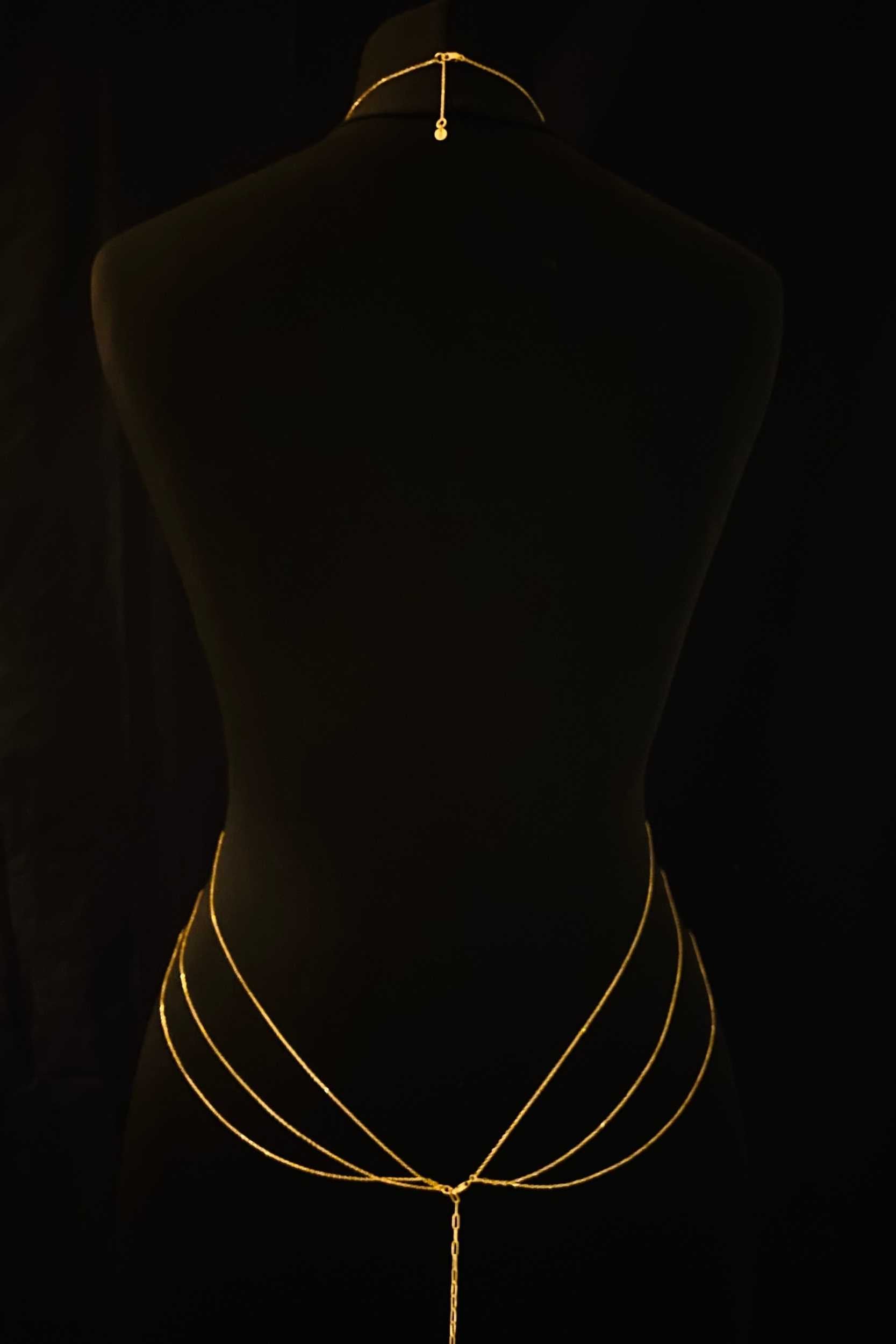 Fan, Body Chain, Carnelian, Turqouise, Clear Quartz