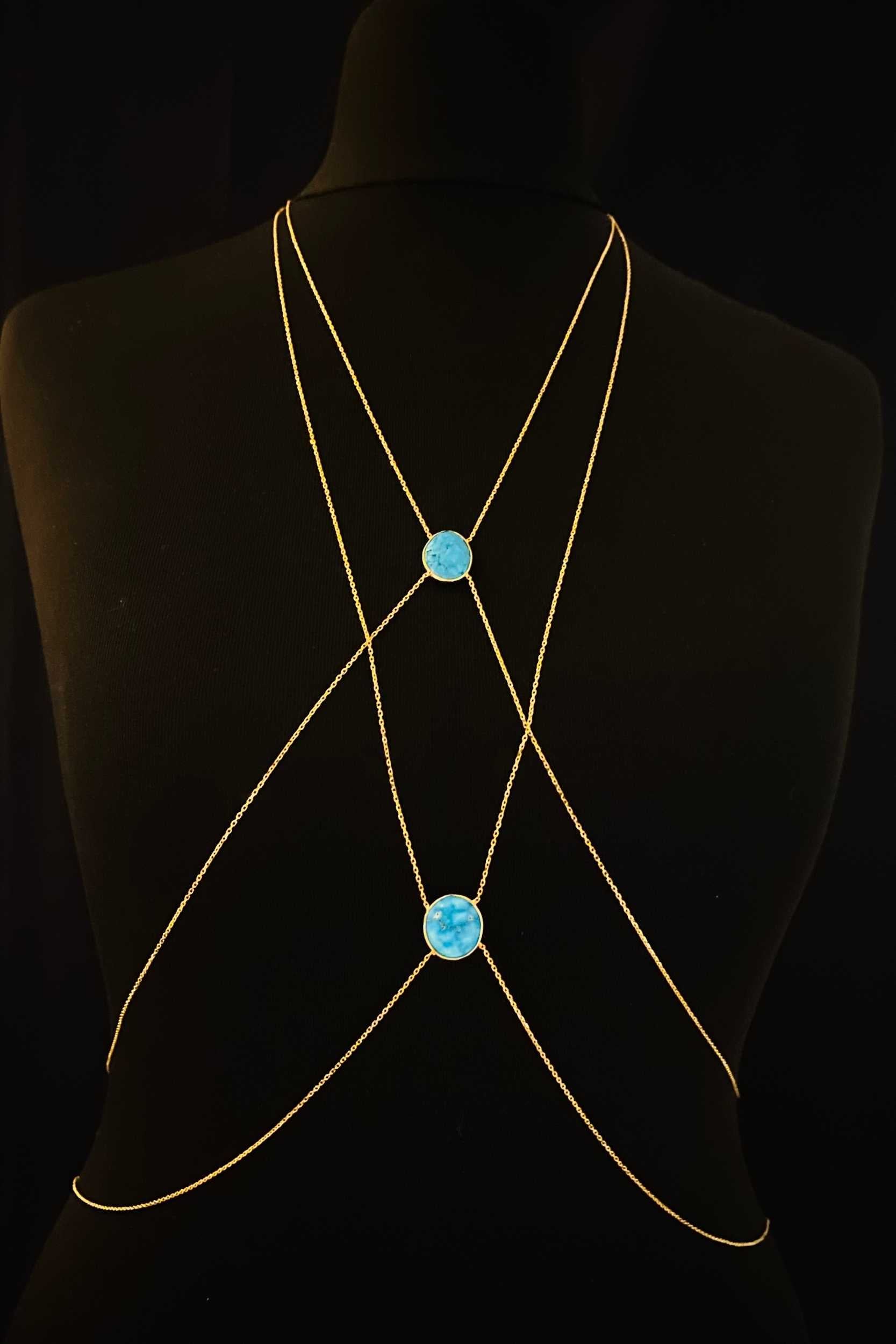 Twin Starts Body Chain, Turquoise