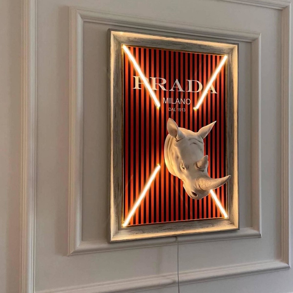 Prada rhino neon art