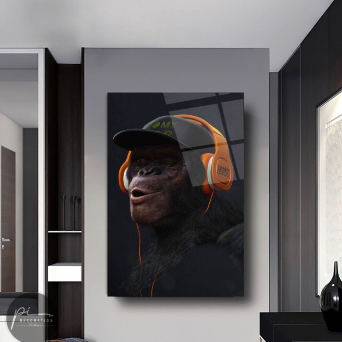 Orange Monkey Glass Painting - Artchi