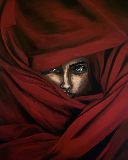 Woman in Red Scarf