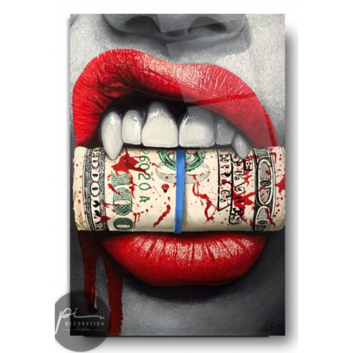 White Dollar Glass Painting - Artchi