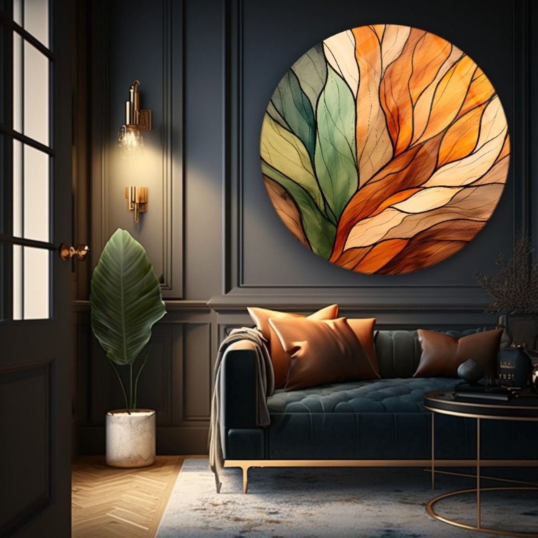 Autumn Leaf Harmony Glass Wall Art