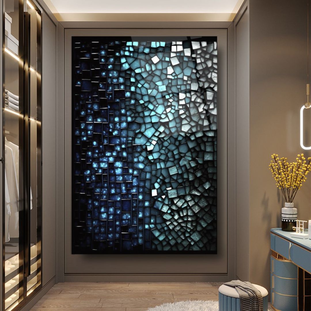 Midnight Mosaic: Reflections of Twilight Glass Wall Art