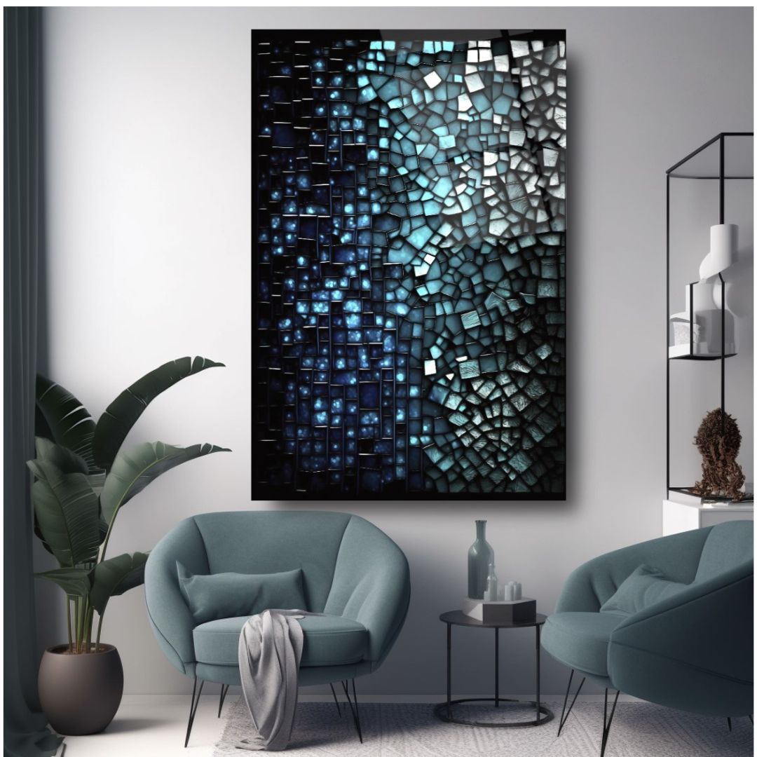 Midnight Mosaic: Reflections of Twilight Glass Wall Art