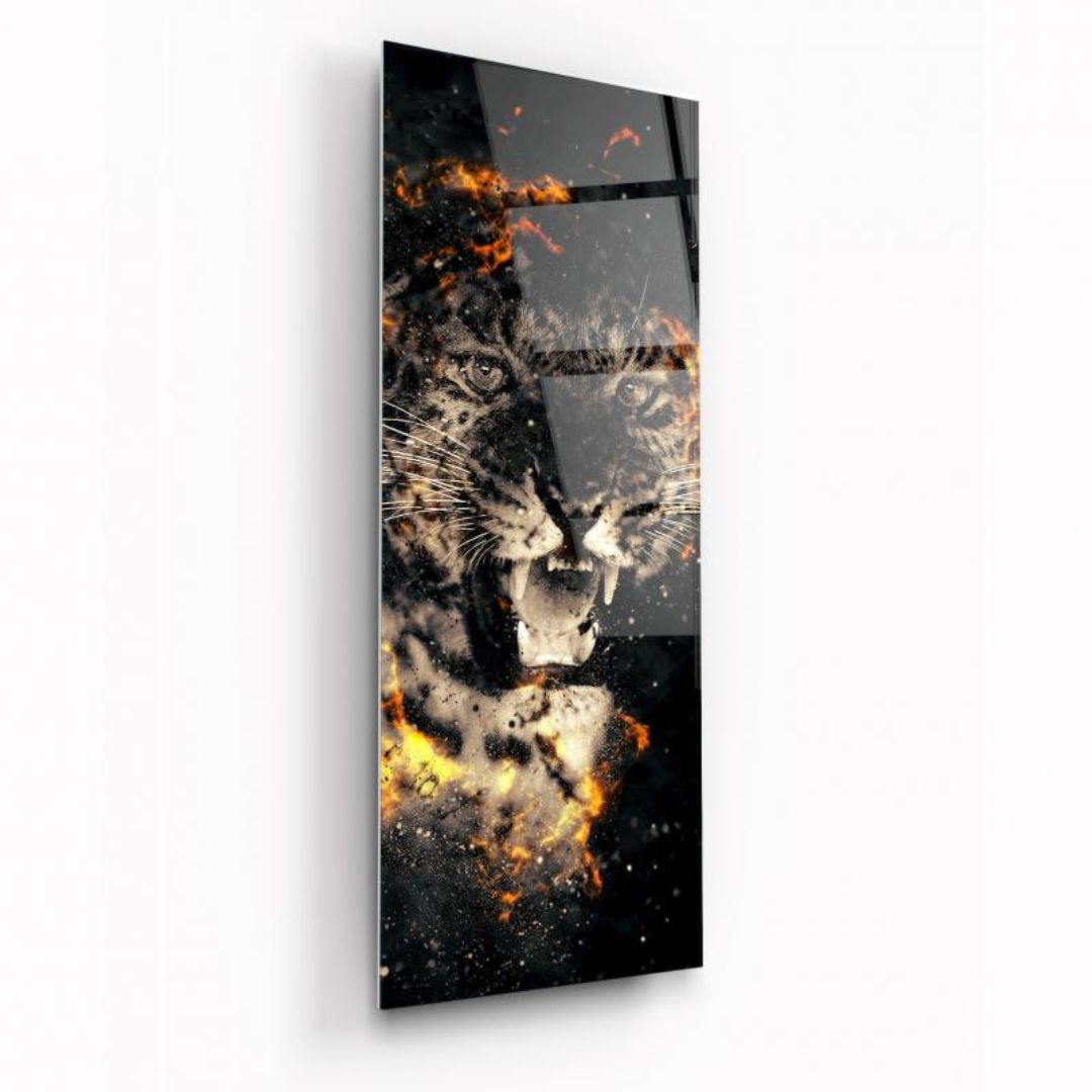 Fury in Flames Glass Wall Art