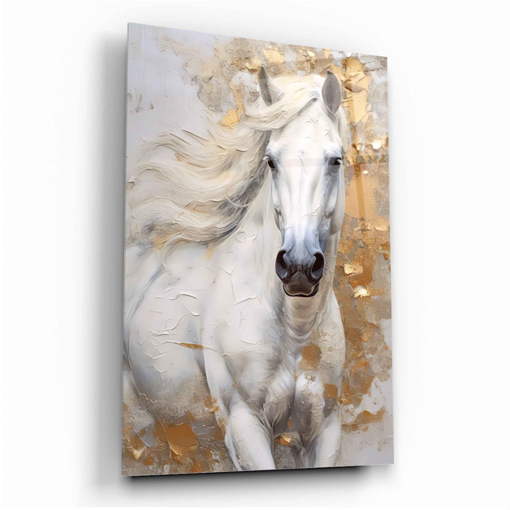 White Horse Glass Wall Art
