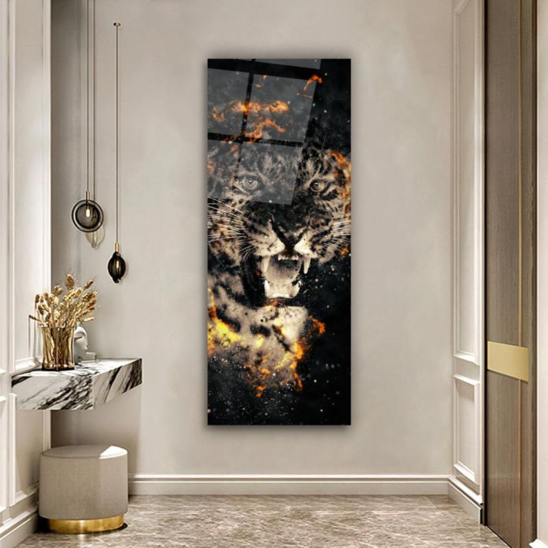 Fury in Flames Glass Wall Art