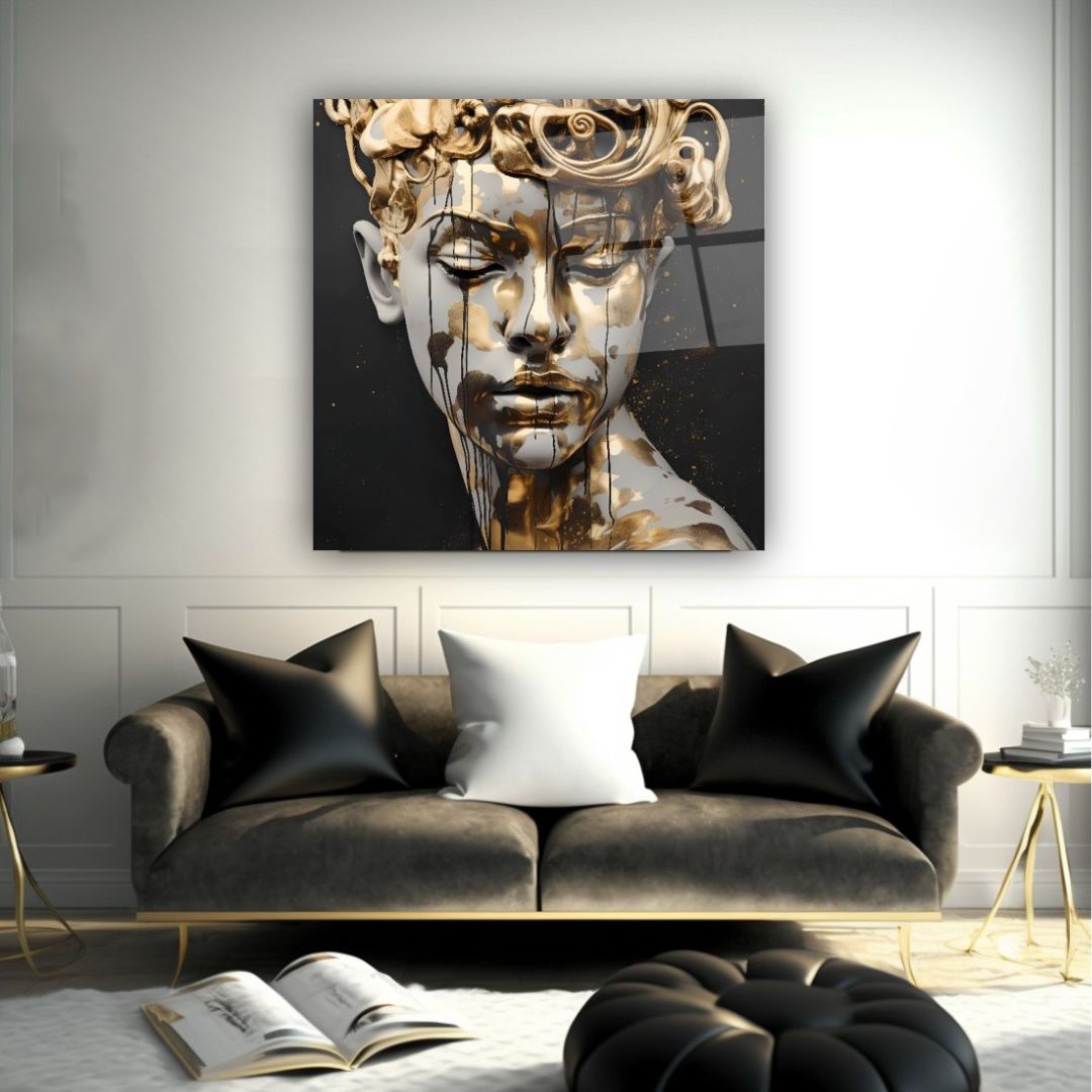 Golden Serenity Glass Wall Art