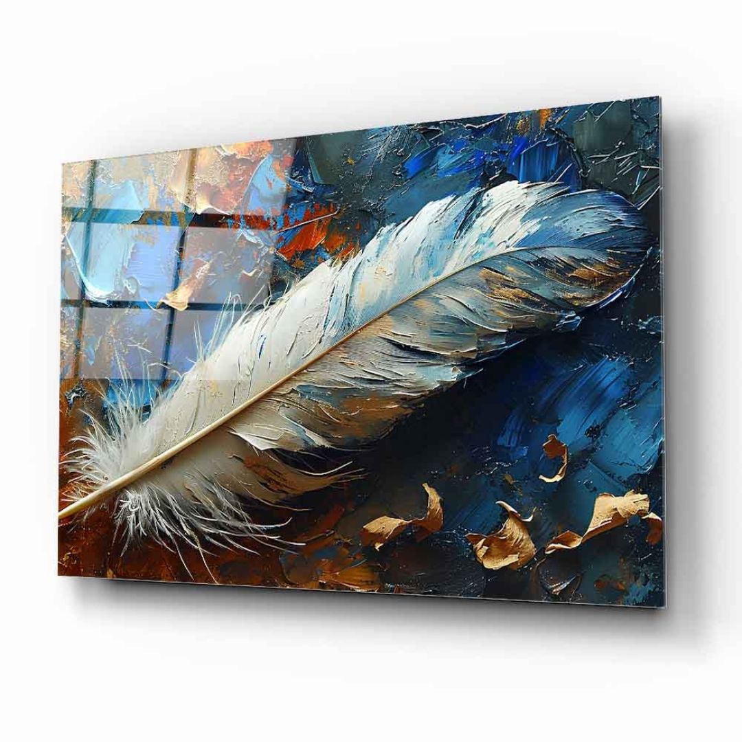 Feather in Motion Glass Wall Art