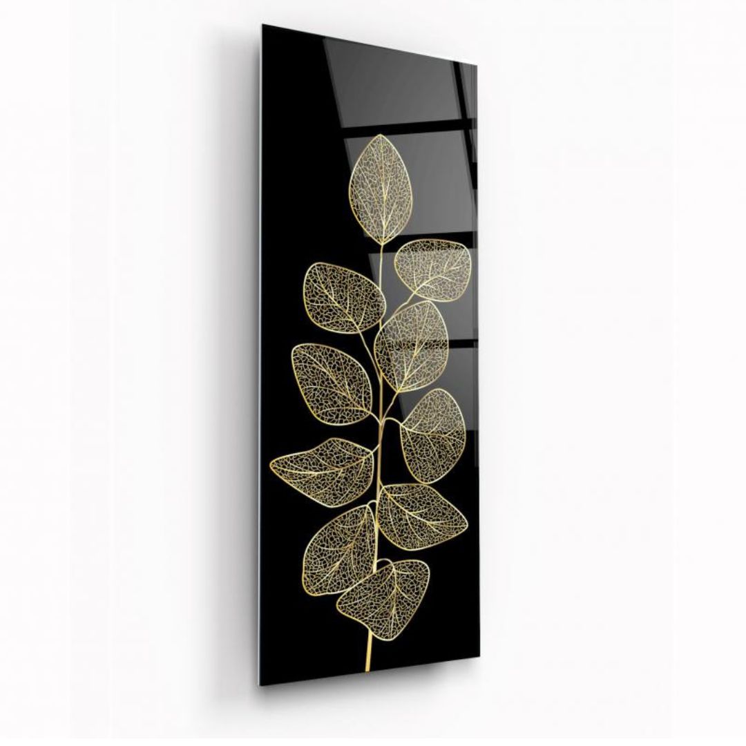 Golden Veins of Nature Elegance Glass Wall Art