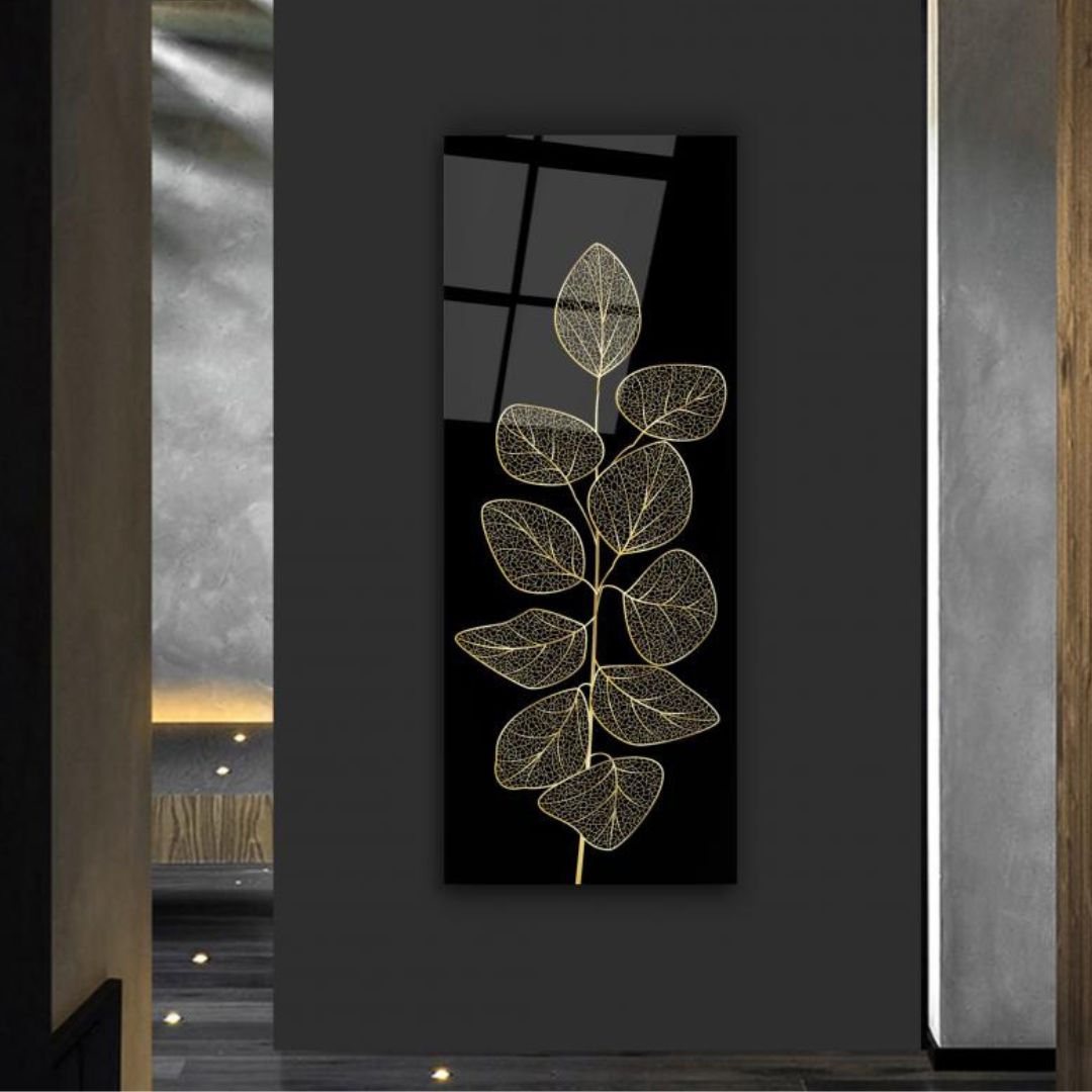 Golden Veins of Nature Elegance Glass Wall Art