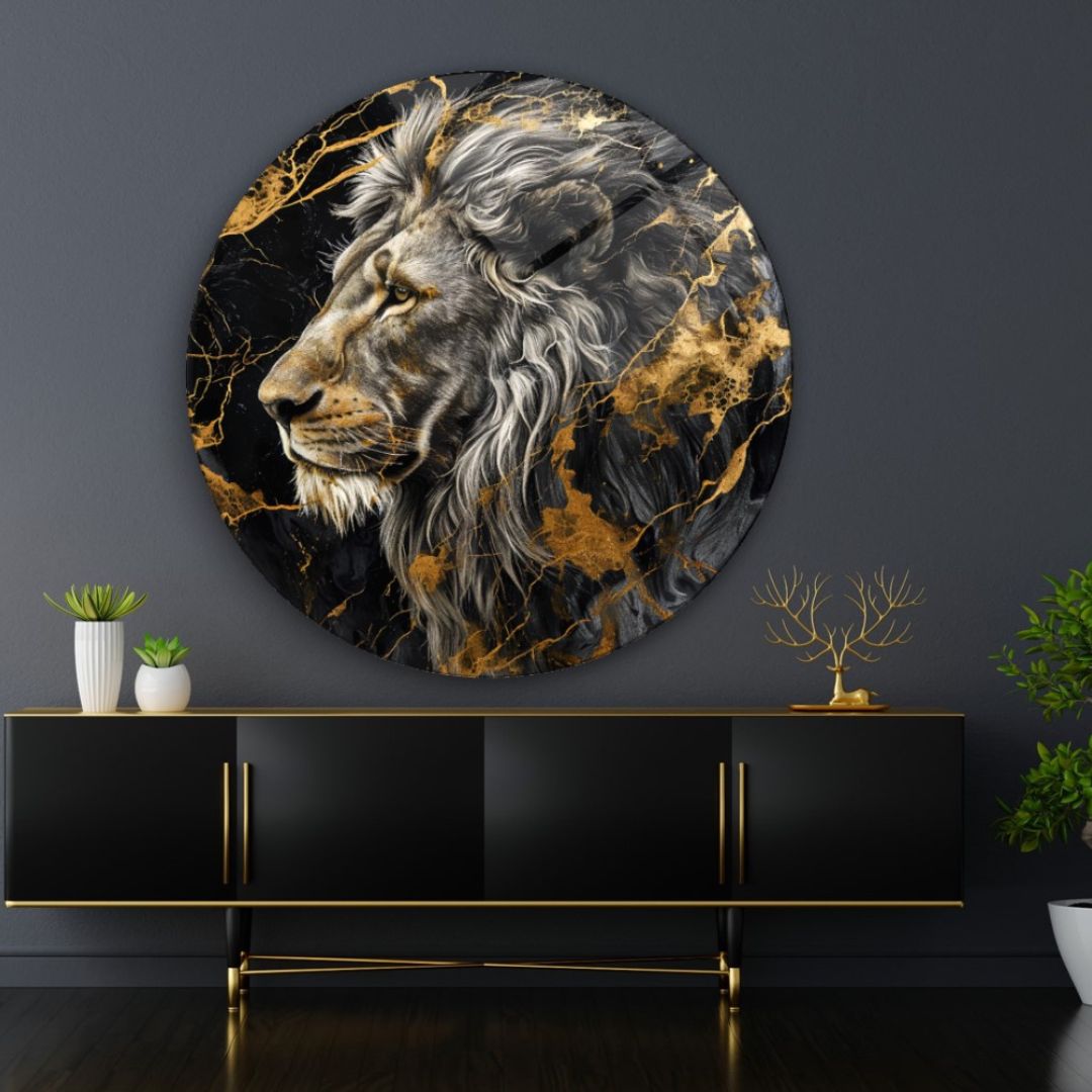 Majestic Lion Glass Wall Art