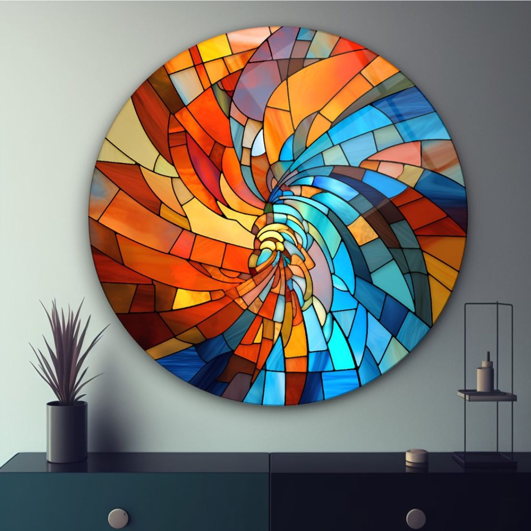 Vortex of Colors Glass Wall Art