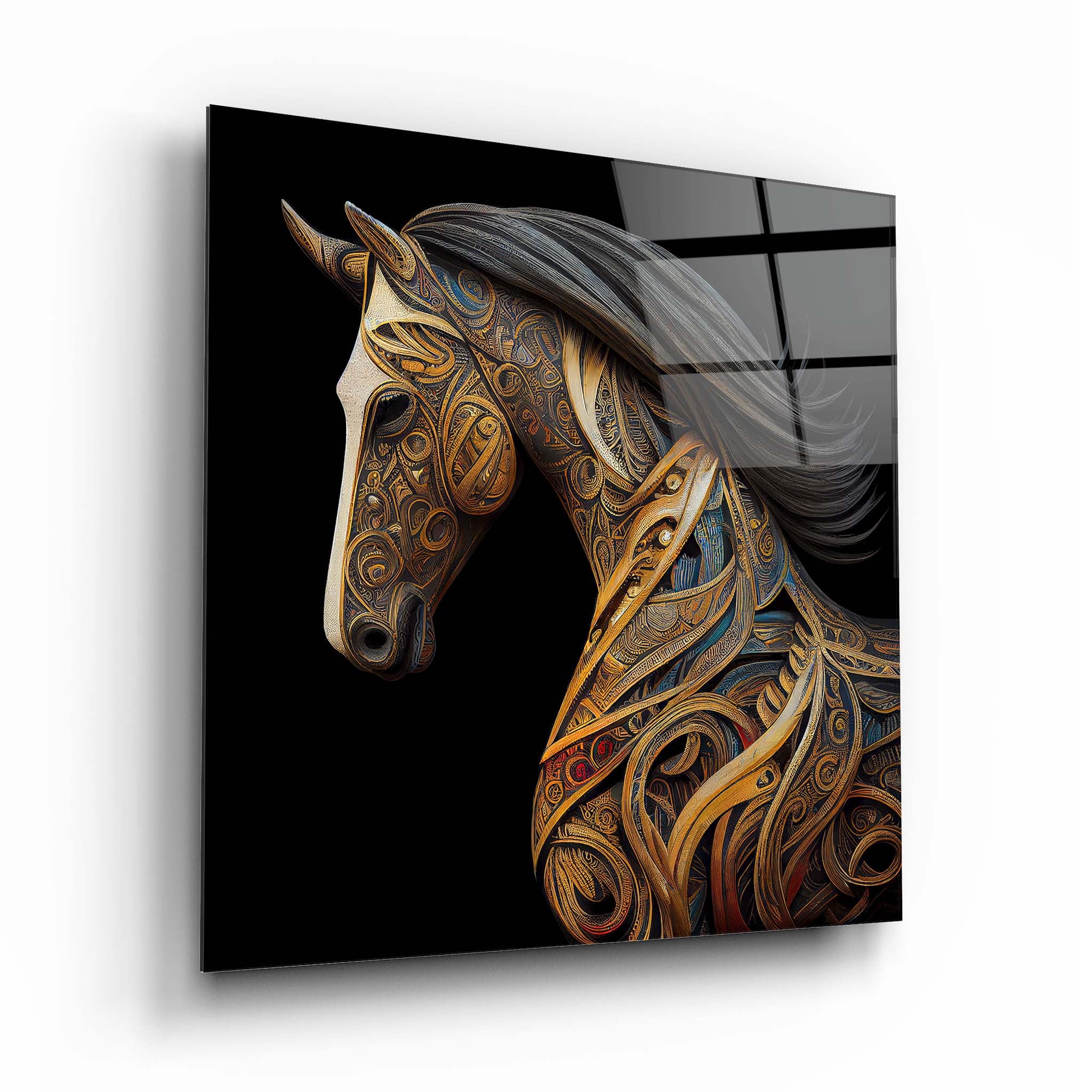 Colorful Horse Glass Wall Art