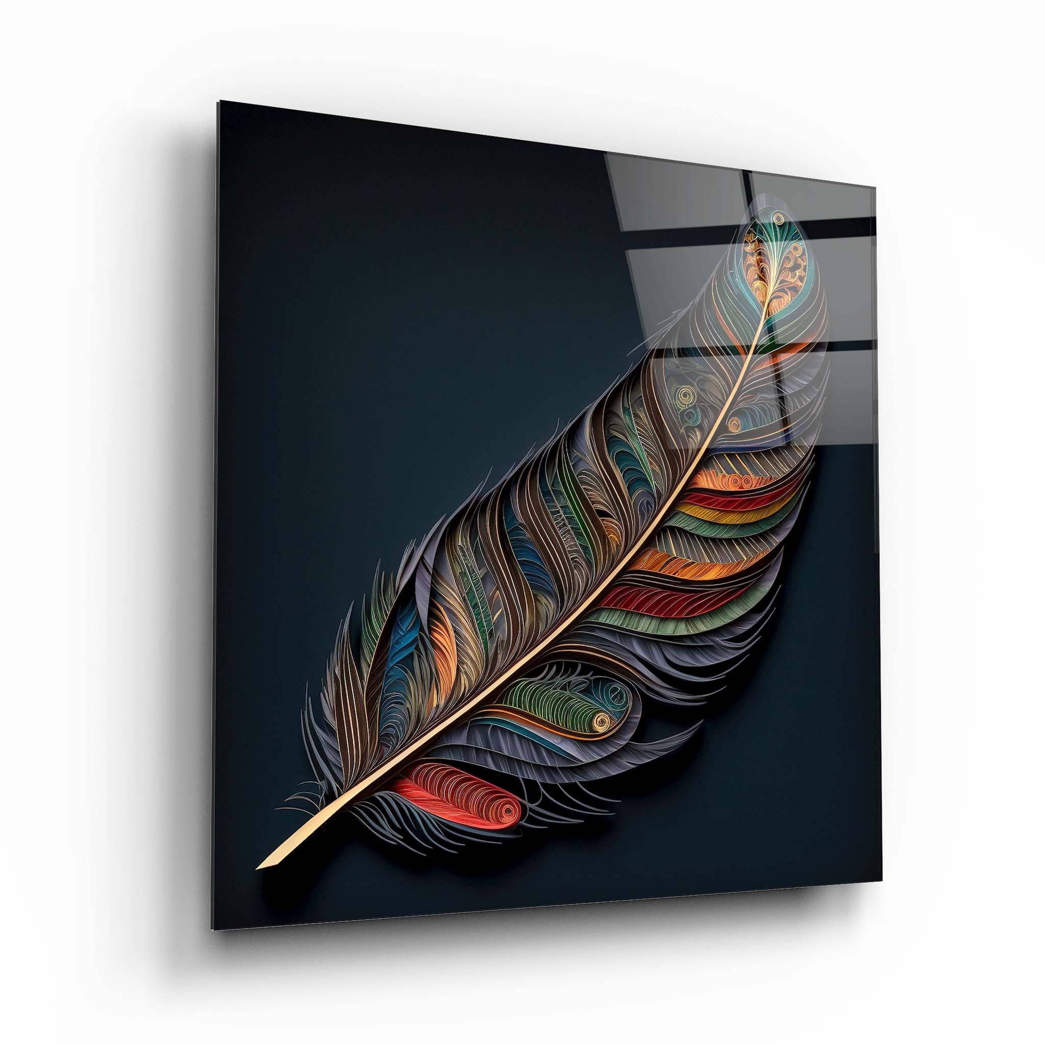 Feather Glass Wall Art 2