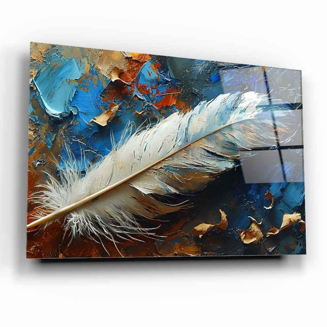 Feather in Motion Glass Wall Art