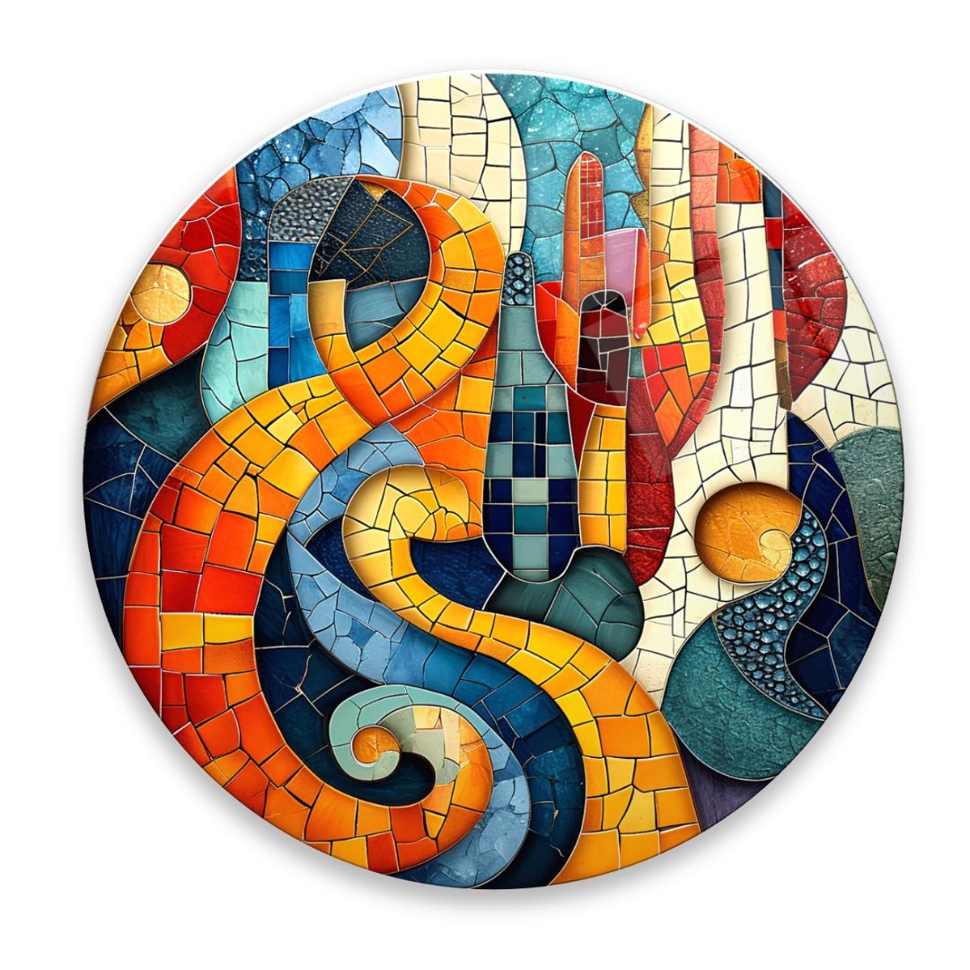 Abstract Mosaic Glass Wall Art