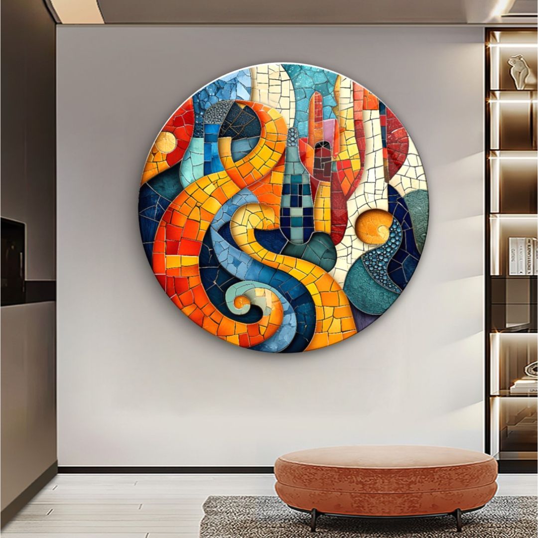 Abstract Mosaic Glass Wall Art