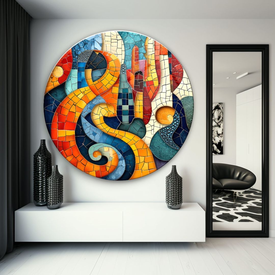 Abstract Mosaic Glass Wall Art