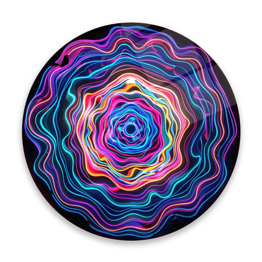 Neon Vortex Glass Wall Art