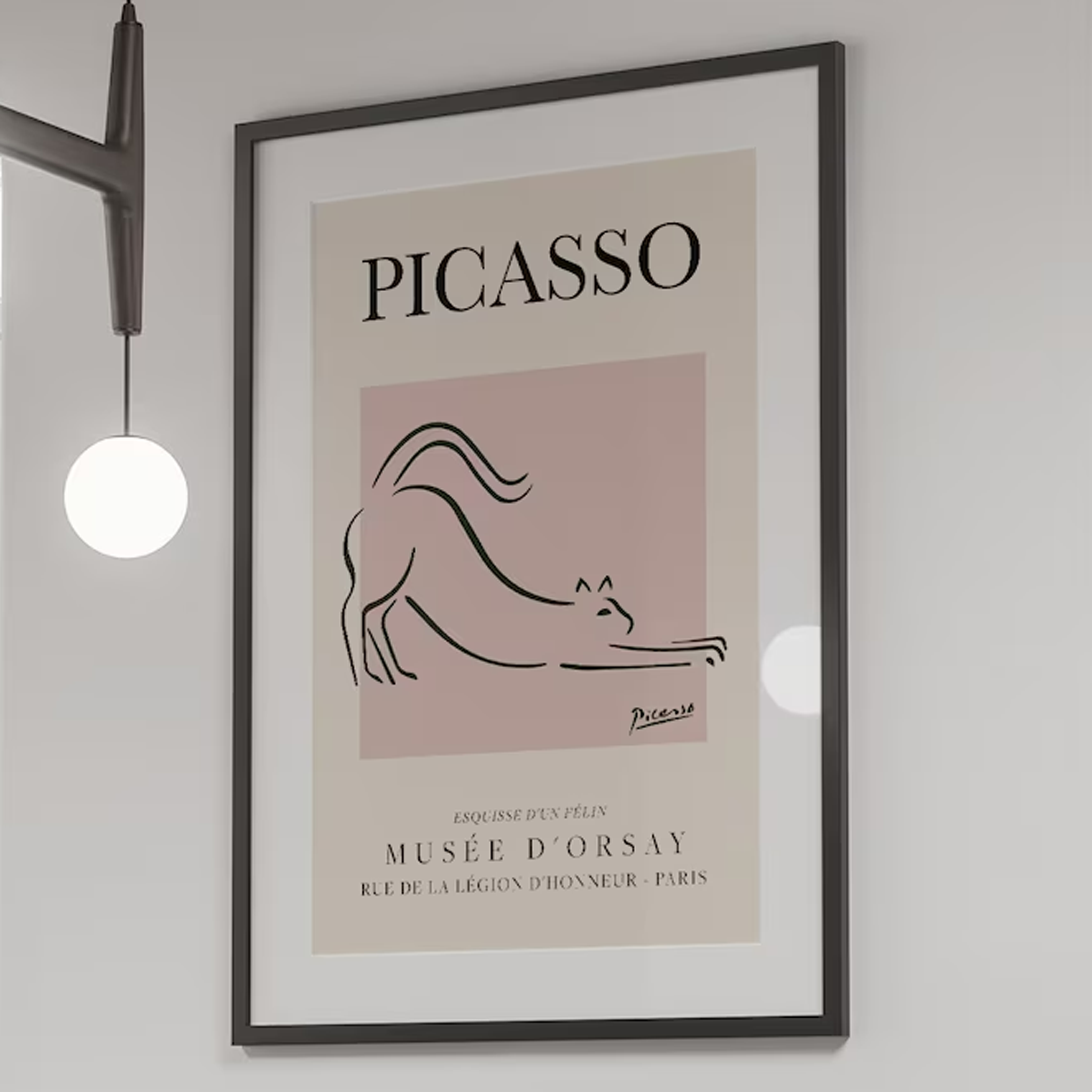 Picasso - The Cat Exhibition Vintage Line Art Poster