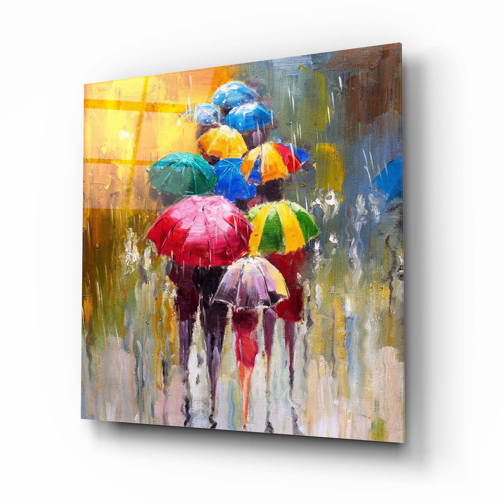 Colorful Umbrellas Glass Wall Art