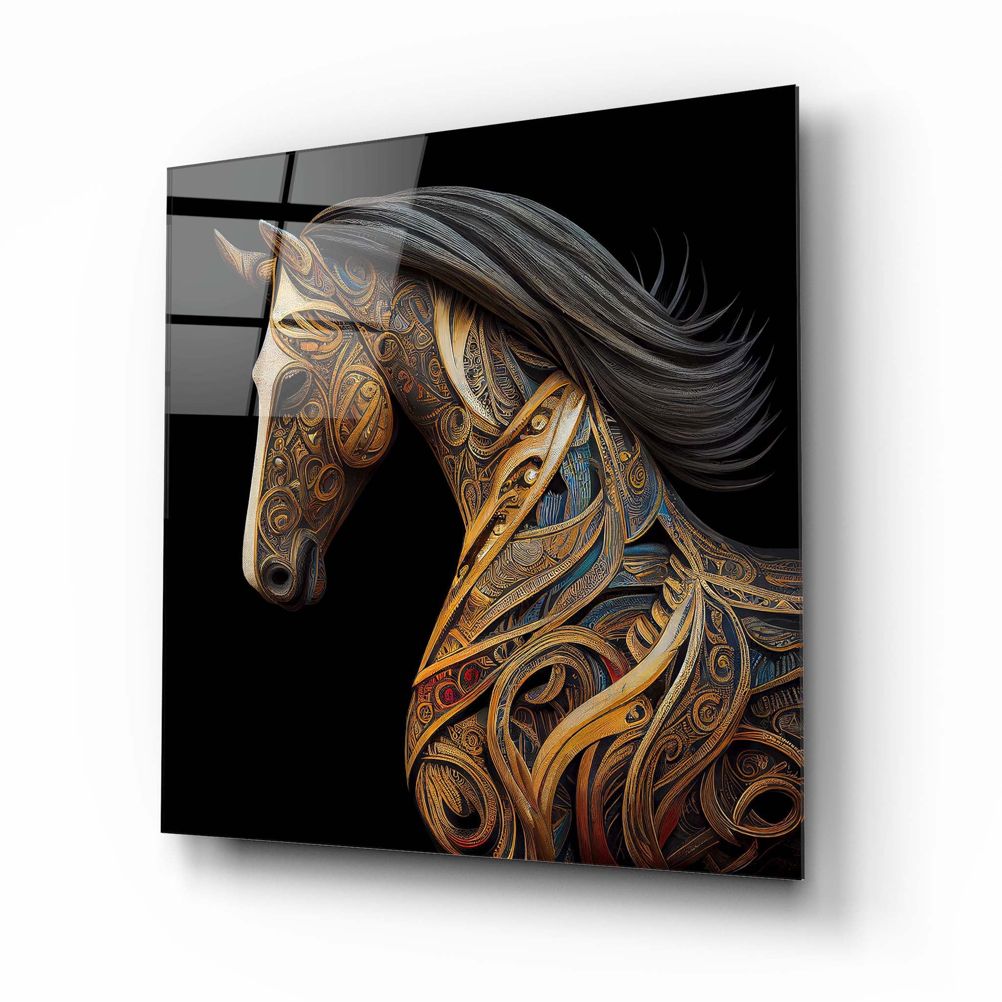 Colorful Horse Glass Wall Art