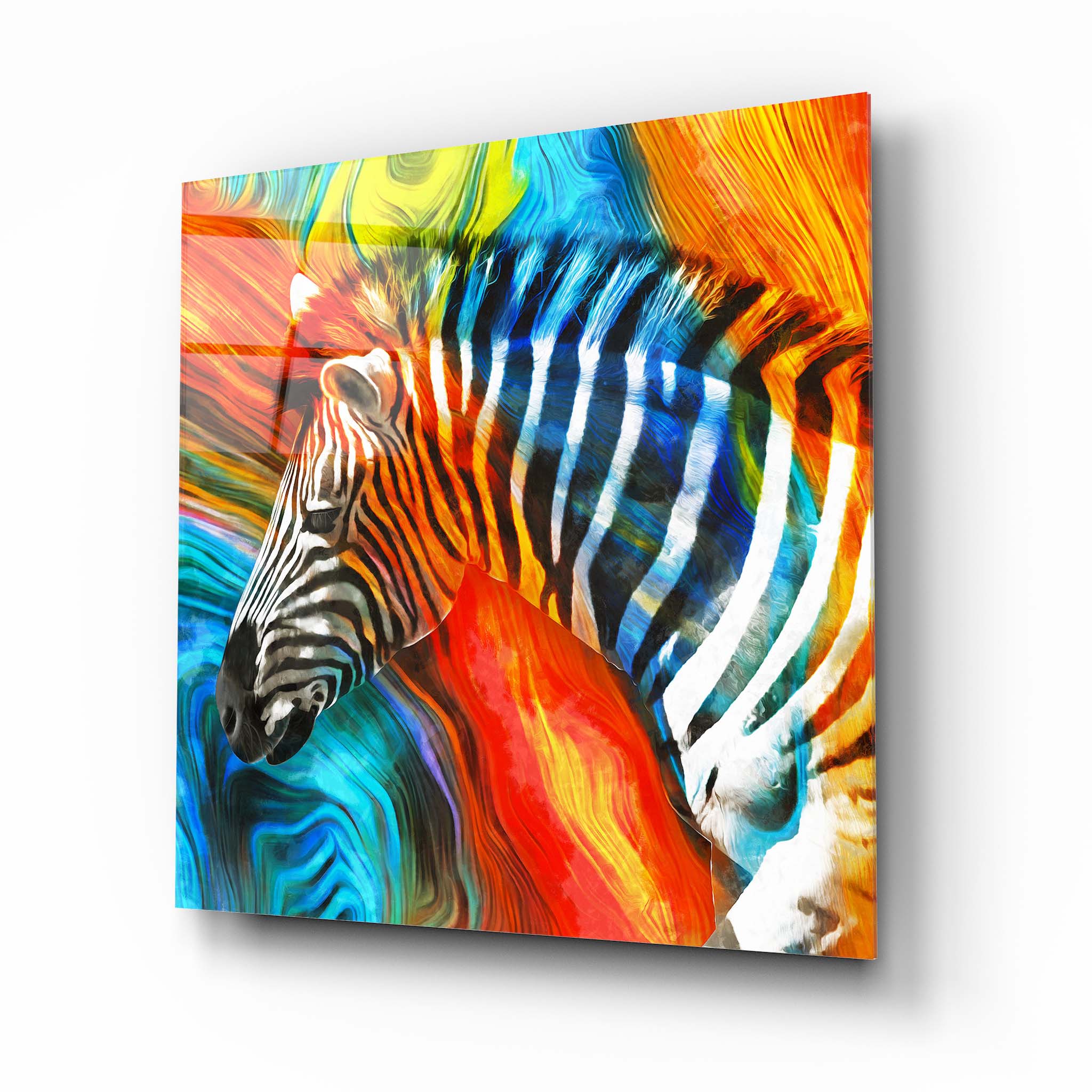 Colorful Giraffe Glass Wall Art