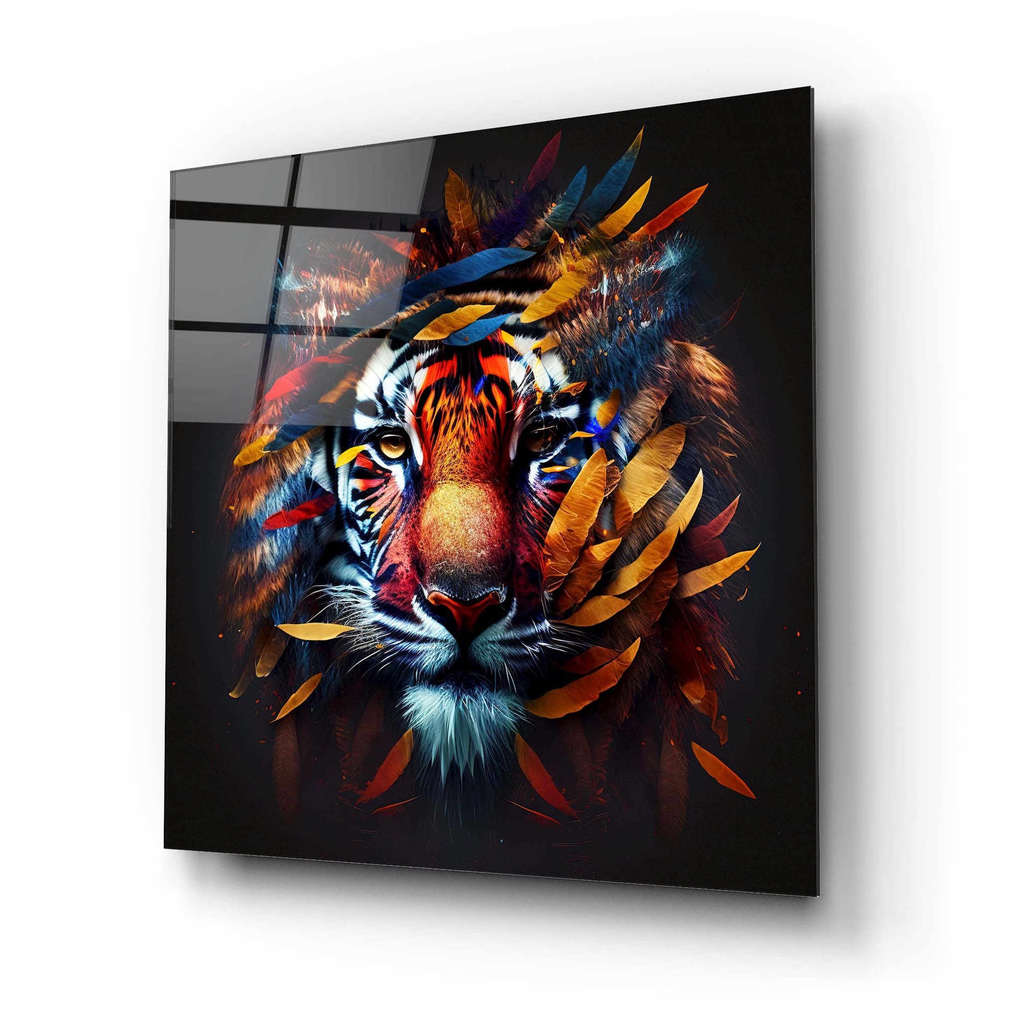 廃番】Picture Glass Face Tiger 80x80cmインテリア - 置物