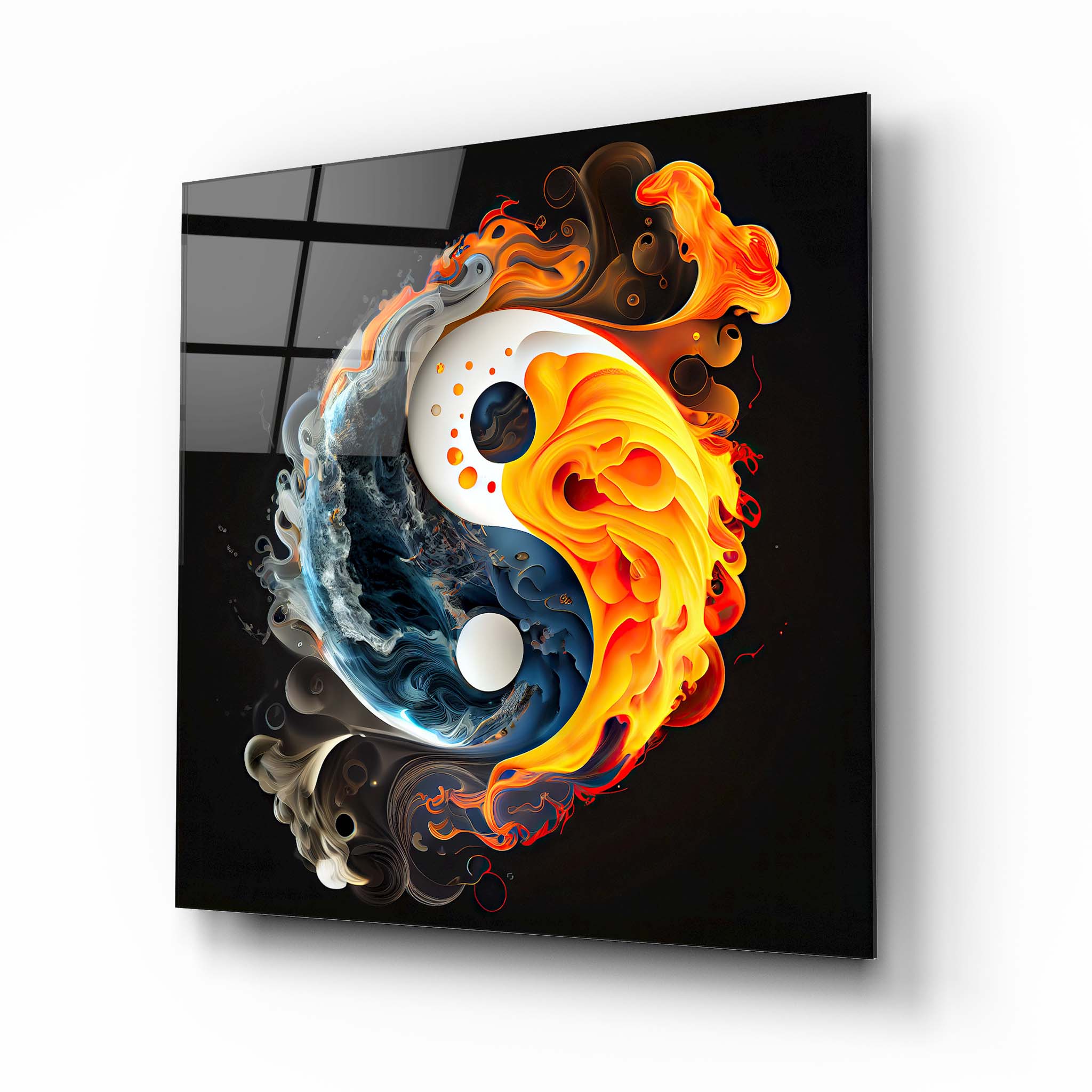 Ying Yang Glass Wall Art 2