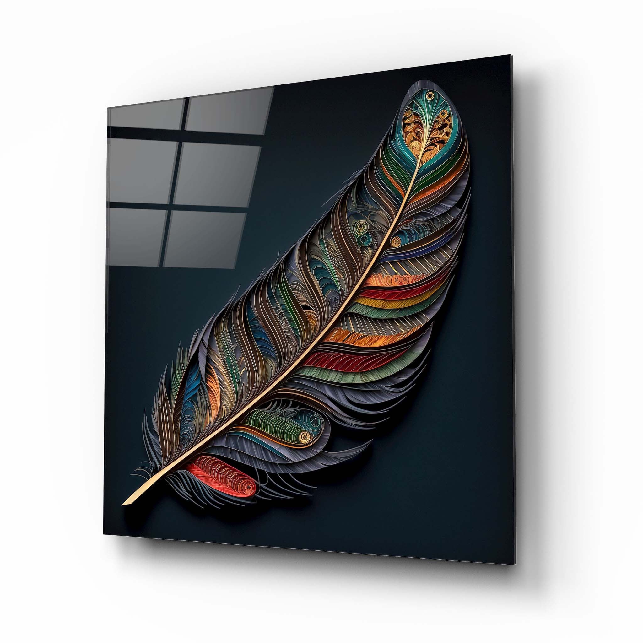 Feather Glass Wall Art 2